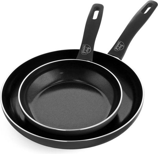 GreenChef - luxe 2-delige koekenpannenset - non stick - Ø 20cm + Ø 28cm - zwart - inductie - PFAS-vrij