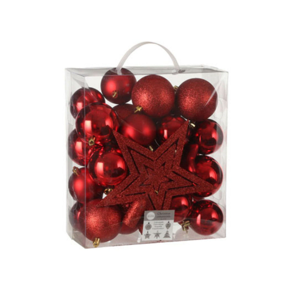 House Of Seasons Kerstboom Decoratie Kunststof Rood 40 Stuks