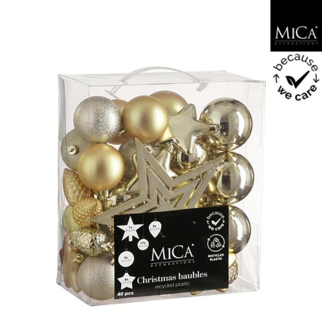 Mica Decorations Kerstboom Decoratie Onbreekbaar 40 Stuks Champagne
