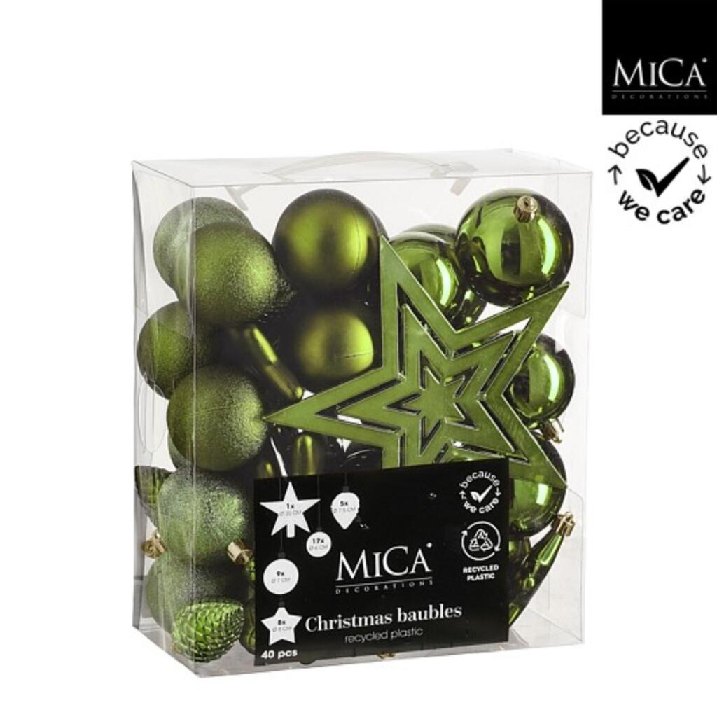 Mica Decorations Kerstboom Decoratie Onbreekbaar 40 Stuks Groen