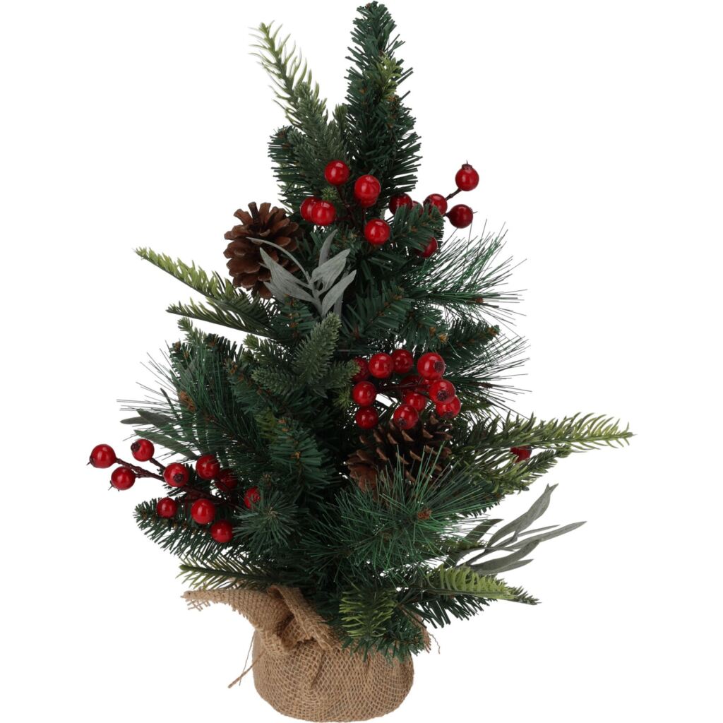 Overige Merken Decoratie Kunst Kerstboompje 45 Cm Groen/Rood