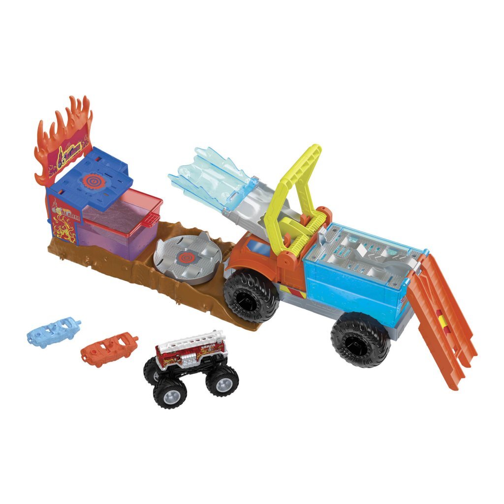 Mattel Hot Wheels Monster Trucks Fire Crash Challenge