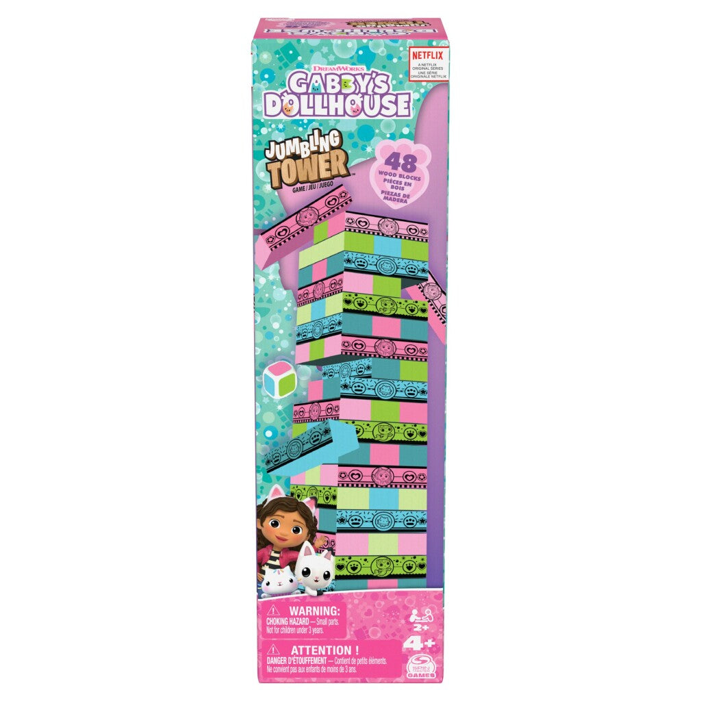 Spin Master Gabby&#039;S Dollhouse Jumbling Tower Blokkentoren Spel Met 48 Houten Blokjes