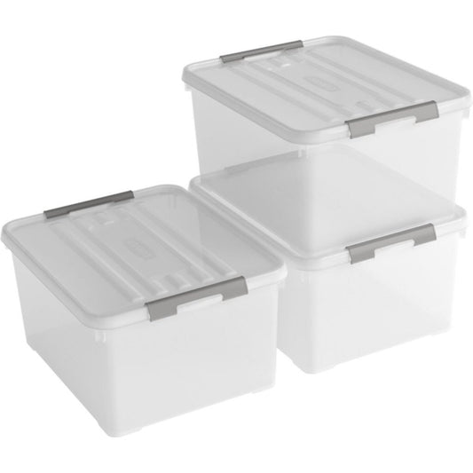 Curver Handy+ Opbergboxen 3X35L Transparant/Grijs