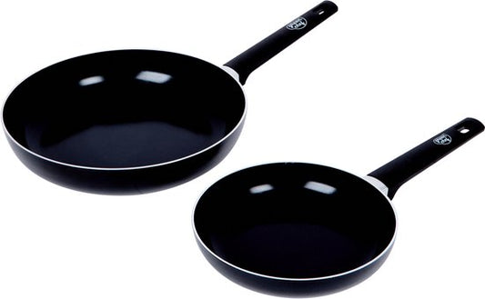 GreenChef - luxe 2-delige koekenpannenset - non stick - Ø 20cm + Ø 28cm - zwart - inductie - PFAS-vrij