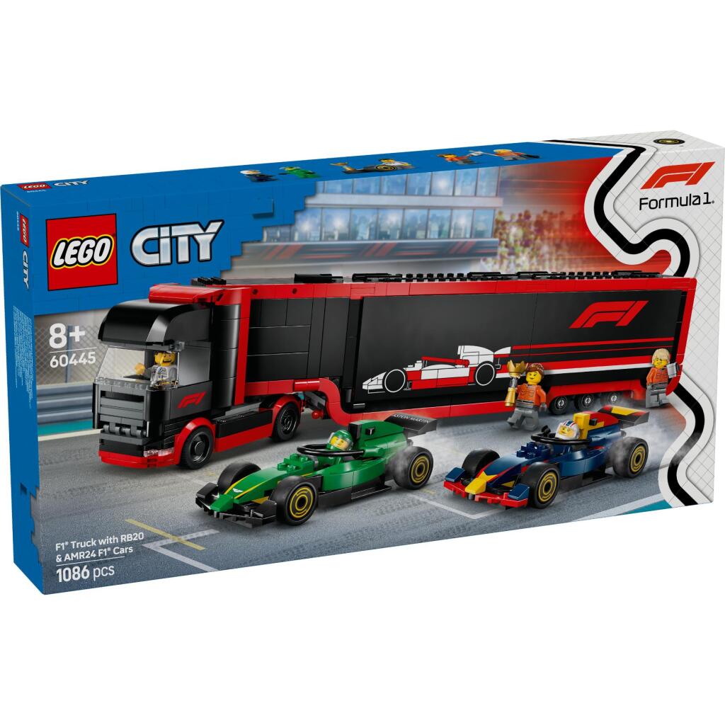 Lego City 60445 F1 Truck Met Rb20 En Amr24 F1 Auto'S