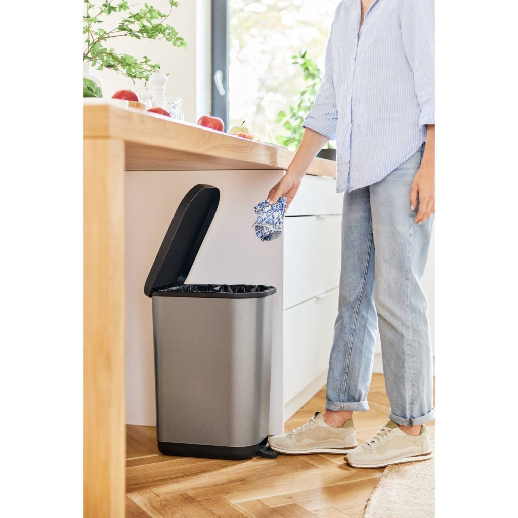 Rotho Ribo Pedaalemmer 35L Zilver/Metallic/Antraciet