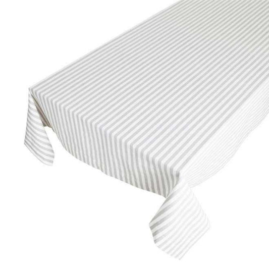 Basic Tafelkleed Streep 140X250 Cm Wit/Grijs