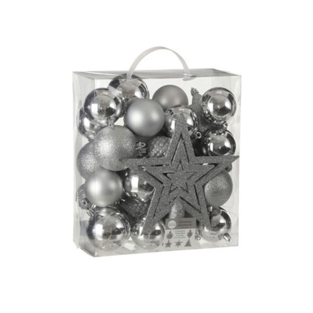 House Of Seasons Kerstboom Decoratie Kunststof Zilver 40 Stuks