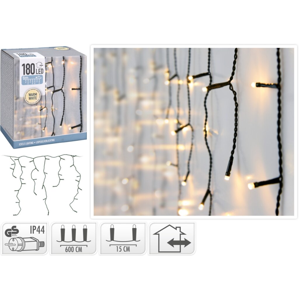 Overige Merken Kerst Ijspegelverlichting 180 Leds Binnen&Amp;Buiten Ip44 6M