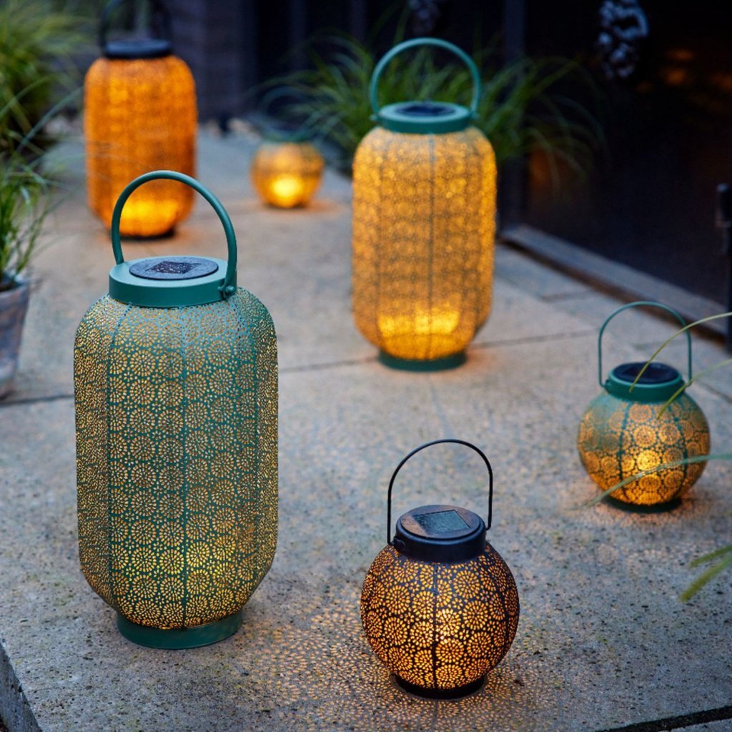 Lumineo Solar Metalen Lantaarn 14X16 Cm Zwart/Goud