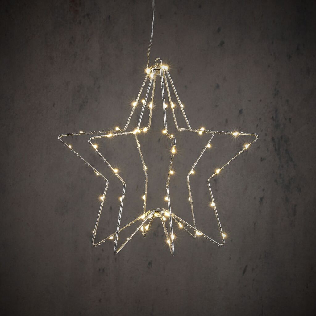 Overige Merken Ster Hangend 60 Leds Warm Wit 30X30 Cm Zilver