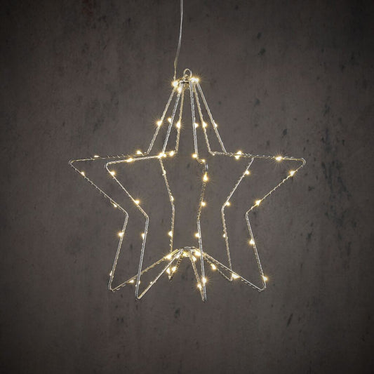 Overige Merken Ster Hangend 60 Leds Warm Wit 30X30 Cm Zilver