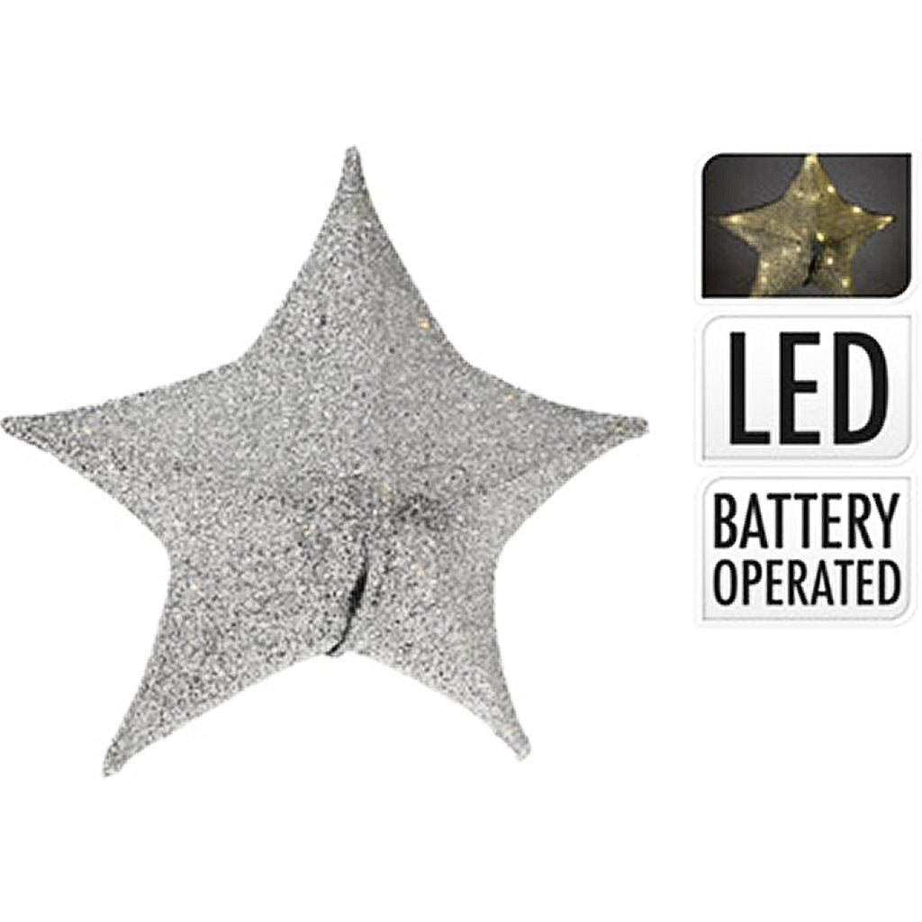 Overige Merken Kerstster Van Stof Met 30 Leds 50 Cm Kleur Zilver