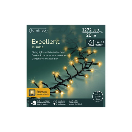 Lumineo Led Excellent Twinkle 1272 Leds 20 Cm Zwart Warm Wit Licht