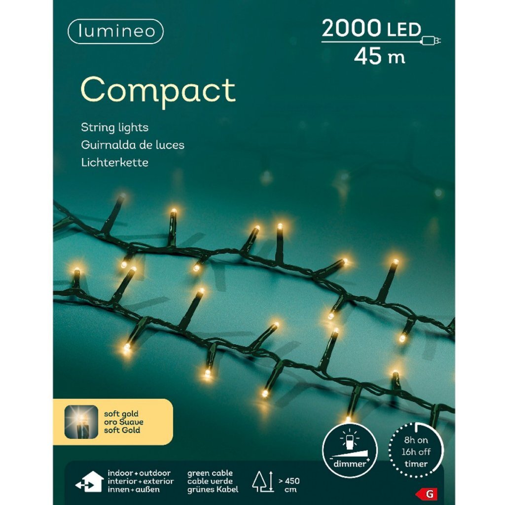 Lumineo Led Compact Lights Voor Buiten 2000 Leds 4500 Cm Soft Gold Licht Groen