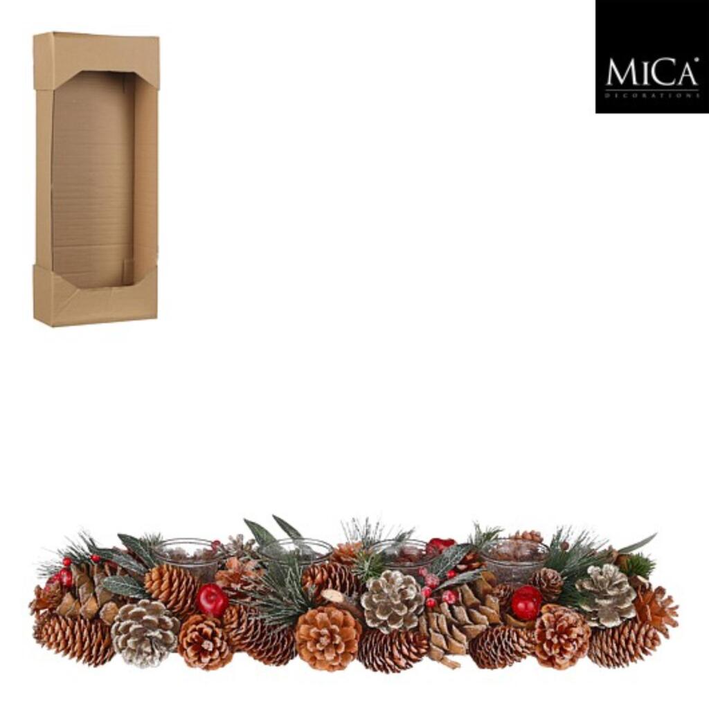 Mica Decorations Kerst Theelichthouder Voor 4 Theelichten 54X16.5X10 Cm