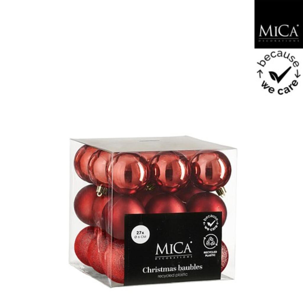 Mica Decorations Kerstballen Onbreekbaar 6 Cm 27 Stuks Rood