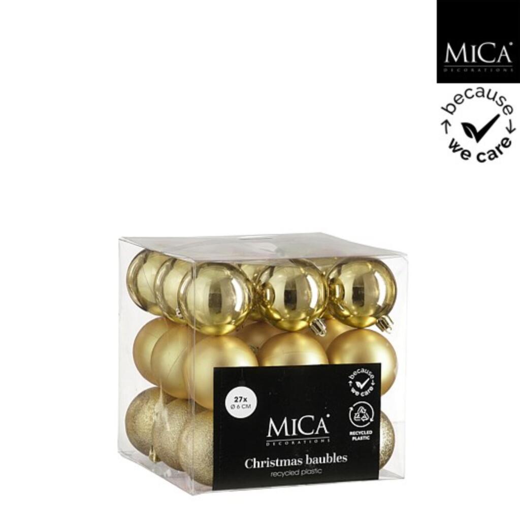 Mica Decorations Kerstballen Onbreekbaar 6 Cm 27 Stuks Goud